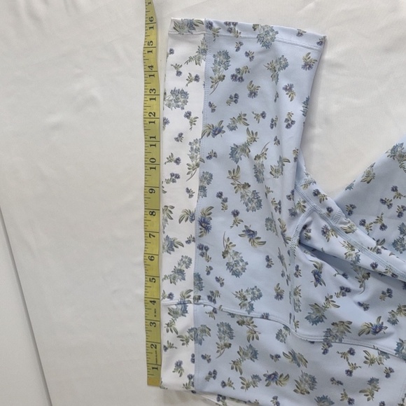 Sage blue and white flowered bike shorts, size XS, Like New - Picture 6 of 8